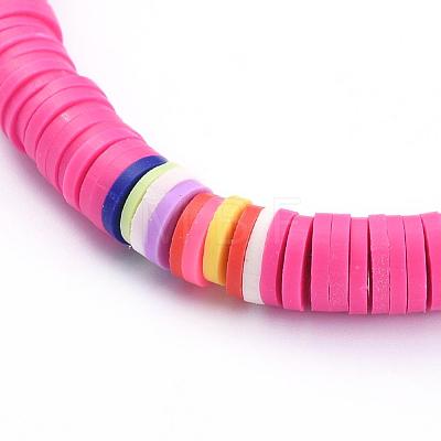 Handmade Polymer Clay Heishi Beaded Choker Necklaces NJEW-JN02722-01-1
