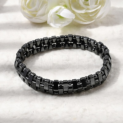 Non-magnetic Synthetic Hematite Stretch Bracelets for Men Women BJEW-G783-02-1