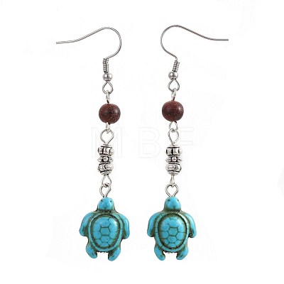 Synthetic Turquoise Dangle Earrings EJEW-JE02976-03-1