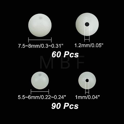 6 Styles Synthetic Luminous Stone Round Beads G-CA0001-55-1