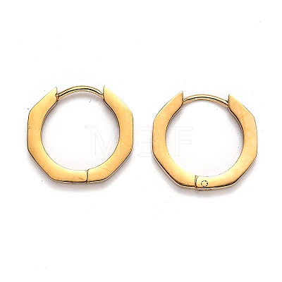 304 Stainless Steel Octagon Huggie Hoop Earrings STAS-J033-04B-G-1
