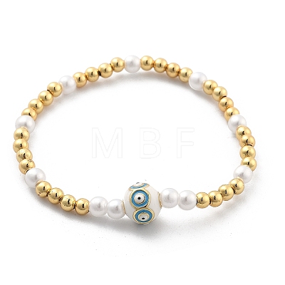 Brass Beaded Stretch Bracelets for Women BJEW-G736-03A-1