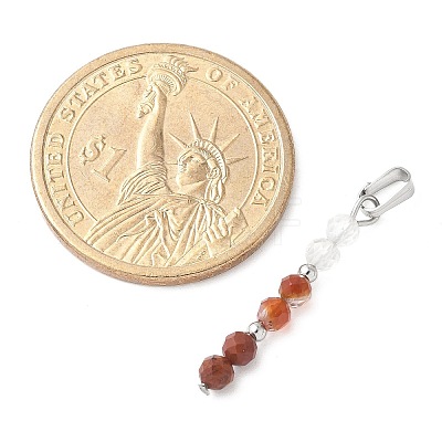 Faceted Round Natural Mixed Gemstone Beaded Pendants X-PALLOY-JF03529-1