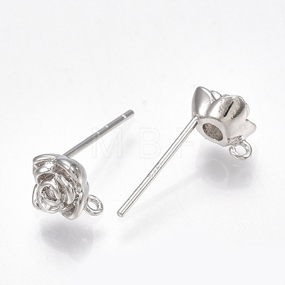 Brass Cubic Zirconia Stud Earring Findings X-KK-S350-012P-1