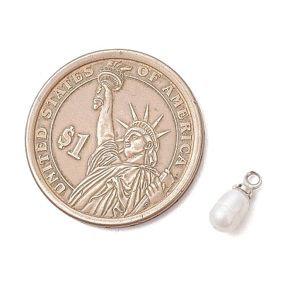 Natural Cultured Freshwater Pearl Rice Charms PALLOY-JF05090-1