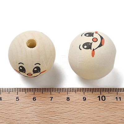 Printed Schima Wood European Beads WOOD-G023-14G-1