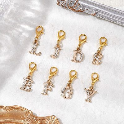 26Pcs Letter A~Z Alloy Rhinestone Pendant Decorations HJEW-JM02653-1