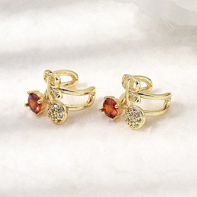 Cherry Brass Micro Pave Cubic Zirconia Cuff Earrings LS-EJEW-C186-13G-1