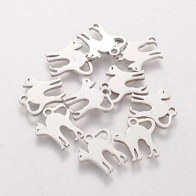304 Stainless Steel Kitten Charms STAS-Q201-T155-1