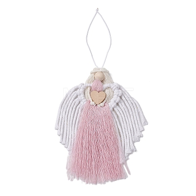 Handmade Macrame Cotton Angel Hanging Ornaments HJEW-JM02760-02-1