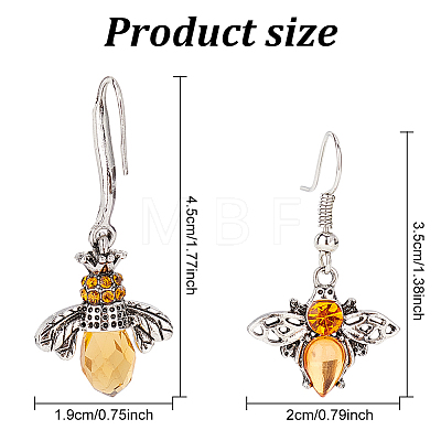 2 Pairs 2 Style Chocolate Glass Bees Dangle Earrings EJEW-AN0002-88-1