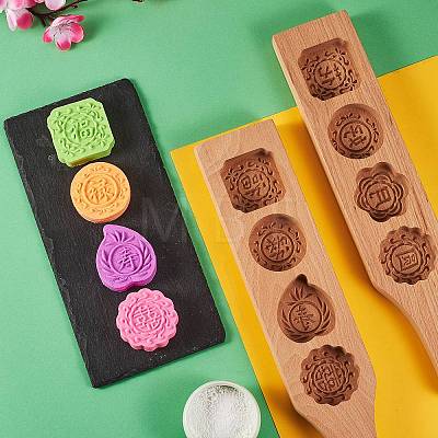 Flower & Flat Round & Square Wooden Press Mooncake Molds BAKE-SZ0001-04-1