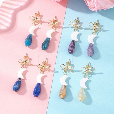 Brass Dangle Stud Earrings EJEW-JE06913-1