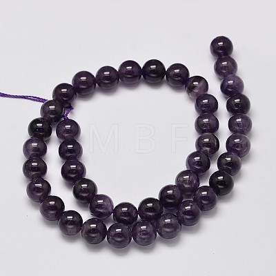 Natural Amethyst Round Bead Strands G-M304-18-10mm-1