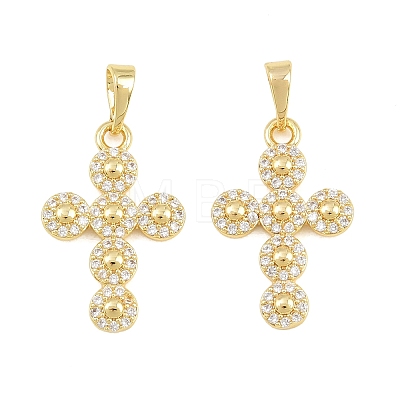 Brass Micro Pave Clear Cubic Zirconia Pendants CU-CBA48B8-01G-C-1