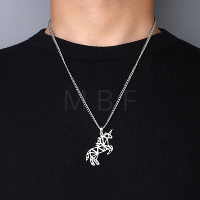 201 Stainless Steel Pendant Necklaces for Man NJEW-Q336-02D-P-1
