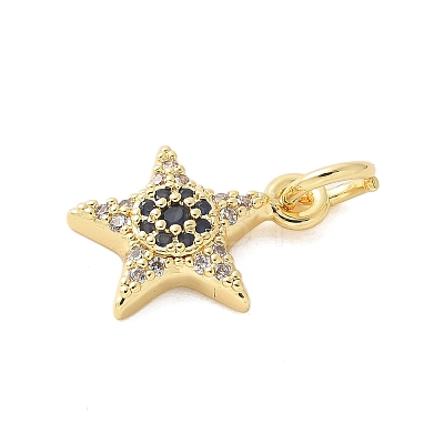 Brass Micro Pave Cubic Zirconia Charms KK-U056-41G-1