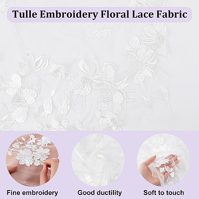 Polyester Embroidered Wavy Edge Flower Lace Fabric OCOR-WH0086-03-1