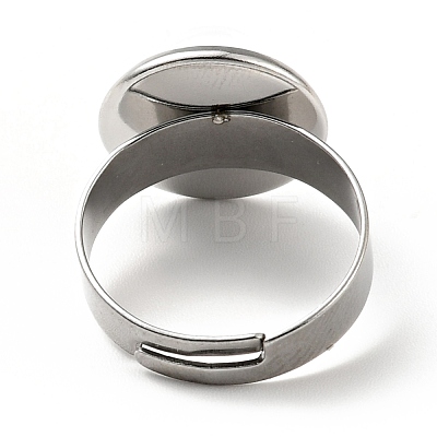 Flat Round K9 Glass Adjustable Ring RJEW-G253-01B-P-1
