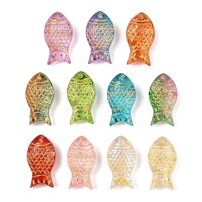 Baking Paint and Golden Metal Enlaced Glass Beads DGLA-T004-22M-1