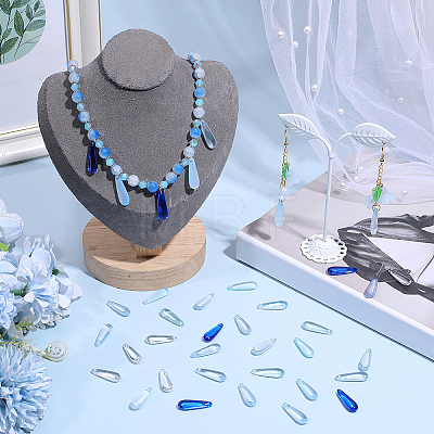 100Pcs 5 Colors Baking Paint Transparent Glass Pendants FIND-SC0023-47A-1