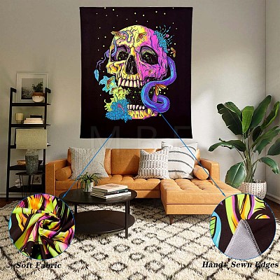 Black Light Skull Hippie Wall Tapestry JX154A-1