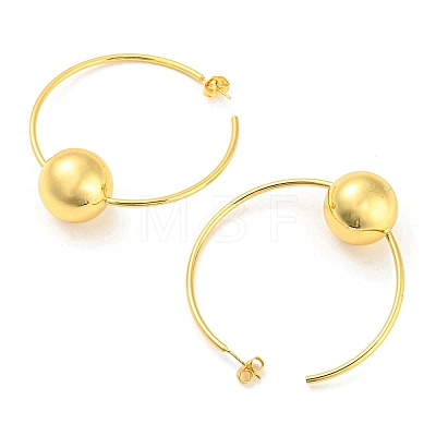 Brass Round Beaded Ring Stud Earrings EJEW-Q785-23G-1