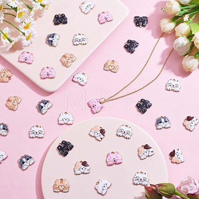 35 Pieces Cat Enamel Charm Pendant Alloy Enamel Animal Charm Mixed Color for Jewelry Necklace Bracelet Earring Making Crafts JX249A-1