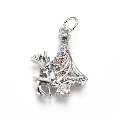 Brass Micro Pave Cubic Zirconia Pendants ZIRC-L085-15P-1
