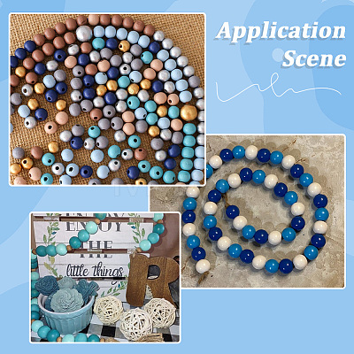 600Pcs 5 Colors Dyed Natural Wood Beads WOOD-SC0002-39-1