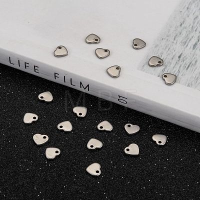 Original Color Heart Charms 304 Stainless Steel Pendants X-STAS-Q073-1