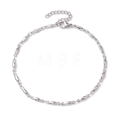 304 Stainless Steel Bar Link Chain Anklets AJEW-AN00602-01-1