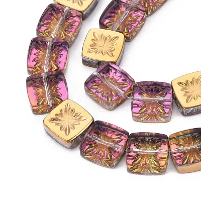 Electroplate Transparent Glass Beads Strands EGLA-N017-03G-1