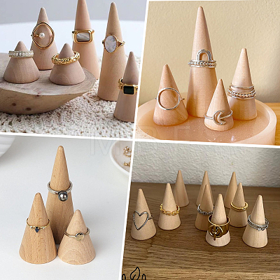10Pcs Natural Wood Ring Displays RDIS-SC0001-06-1