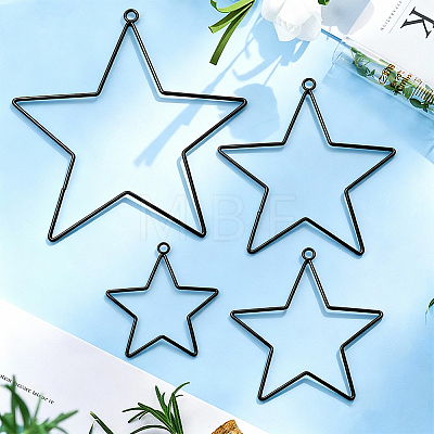 5 Styles Iron Star Ring for DIY Woven Net/Web with Feather IFIN-GF0001-67B-1