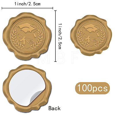 CRASPIRE 100Pcs Graduation Theme Adhesive Wax Seal Stickers DIY-CP0010-54C-1