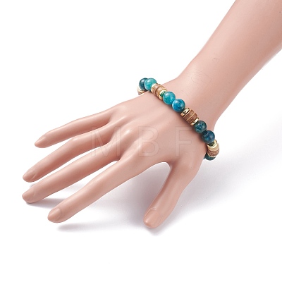 Natural Coconut & Stone Beaded Stretch Bracelet for Women BJEW-JB07546-1