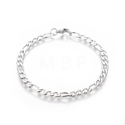 304 Stainless Steel Figaro Chain Bracelets BJEW-E369-11P-1