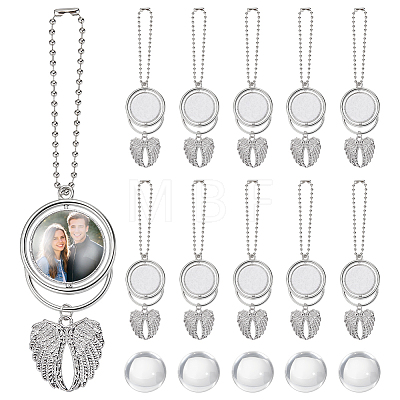 10 Bags DIY Flat Round & Angel Wing Alloy Pendant Decorations Making Kits DIY-ME0002-85-1