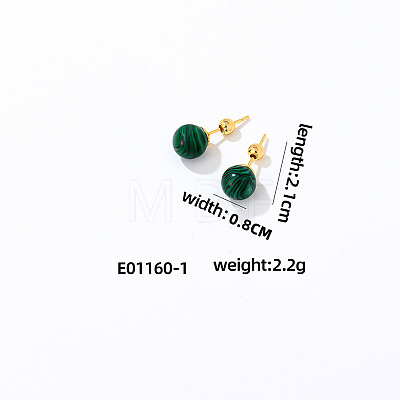 Handmade Fashion Natural Turquoise Stainless Steel Bead Earrings Accessories for Autumn/Winter VH6205-1-1