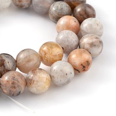 Natural Bamboo Leaf Agate Round Beads Strands G-M248-4mm-04-1