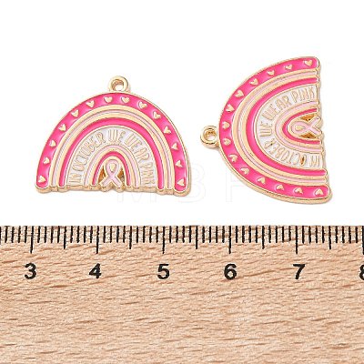 Breast Cancer Awareness Ribbon Zinc Alloy Enamel Pendants ENAM-I079-02G-11-1