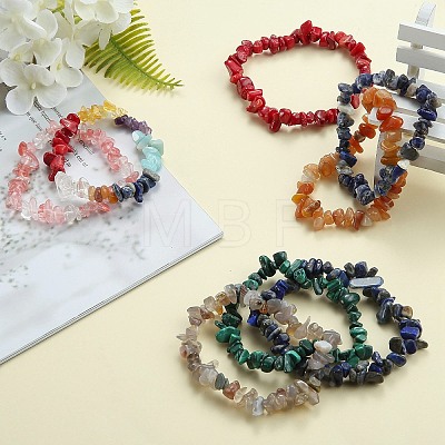 8Pcs 8 Styles Gemstone Chip Beads Stretch Bracelets Sets BJEW-SZ0001-45-1