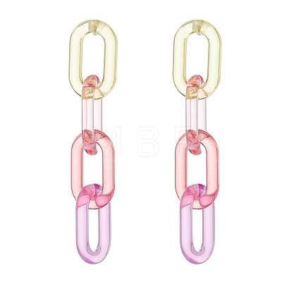 3Pair 3 Colors Candy Color Acrylic Cable Chain Tassel Dangle Stud Earrings for Women EJEW-JE04768-1