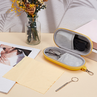 1Pc Oval PU Leather & Velvet Glasses Case AJEW-CN0007-23-1