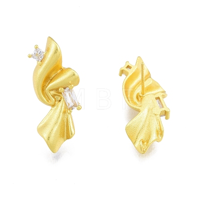 Rack Plating Brass with Clear Cubic Zirconia Stud Earring Findings KK-G437-10MG-1