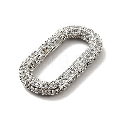 Brass Micro Pave Clear Cubic Zirconia Spring Gate Rings KK-G414-06P-1