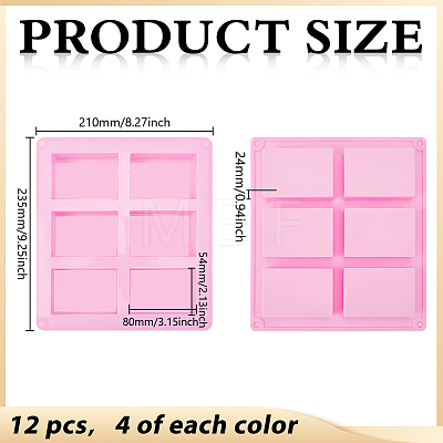 12Pcs 3 Colors Silicone Soap Molds DIY-GO0003-24-1