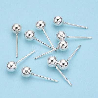 925 Sterling Silver Round Ball Stud Earrings STER-T005-01F-1
