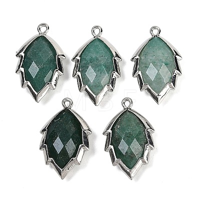 Natural Green Aventurine Faceted Leaf Pendants G-I375-04P-18-1